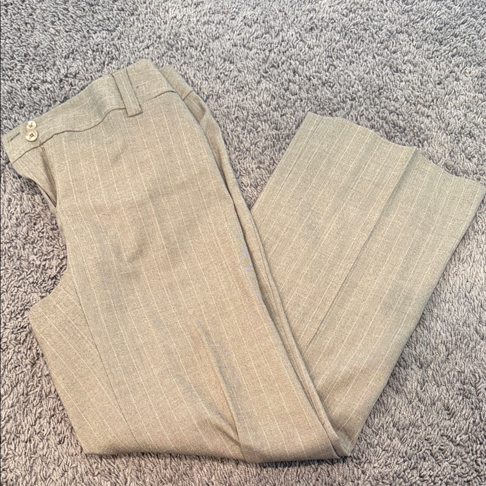 AB Studio Women's Tan Pinstripe Trousers